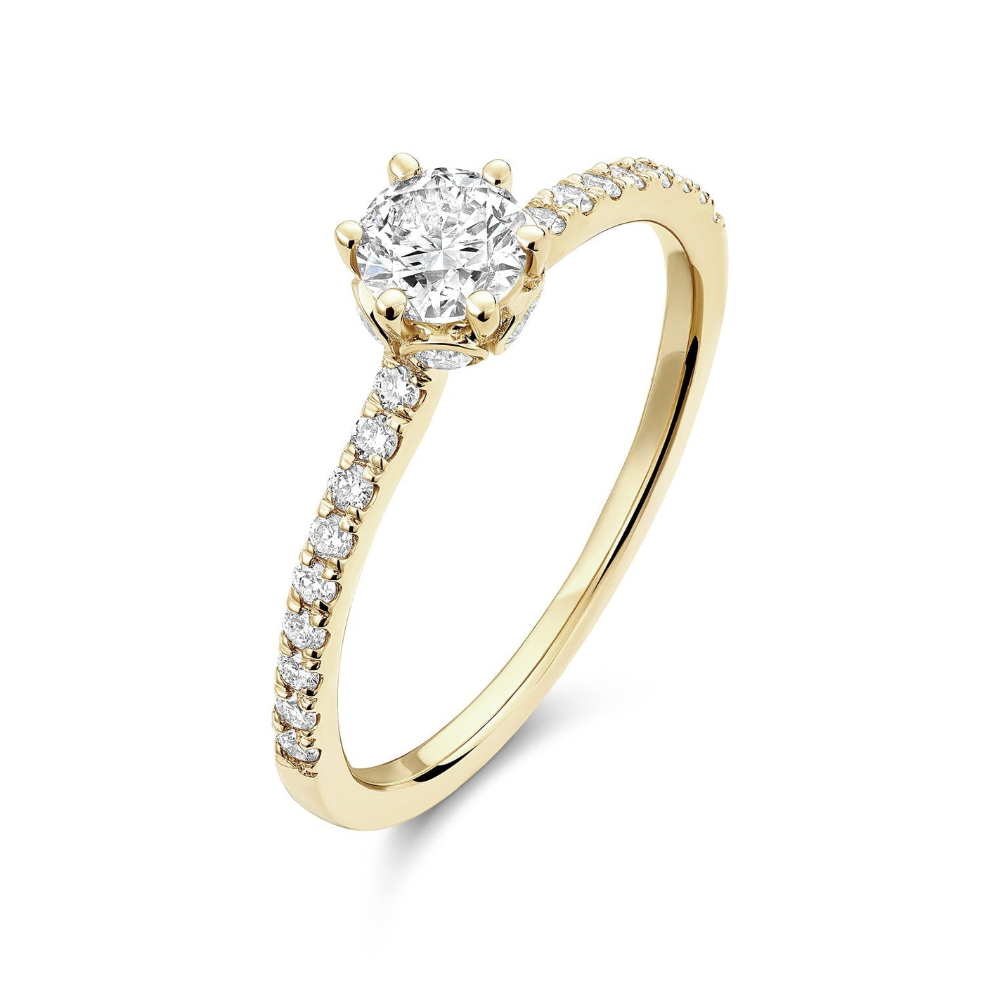 Solitaire Crown Setting Diamond Engagement Ring