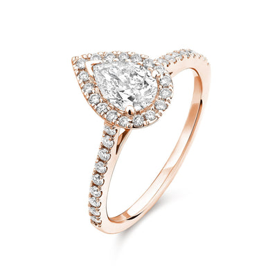 Pear Shape Halo Diamond Engagement Ring