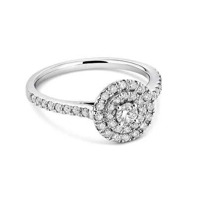 Round Double Halo Diamond Engagement Ring