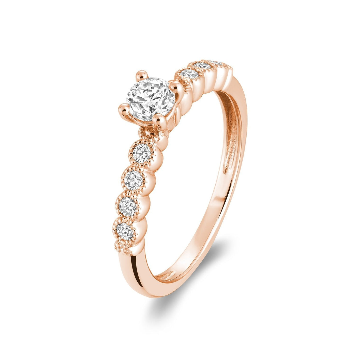 Solitaire Milgrain Diamond Engagement Ring